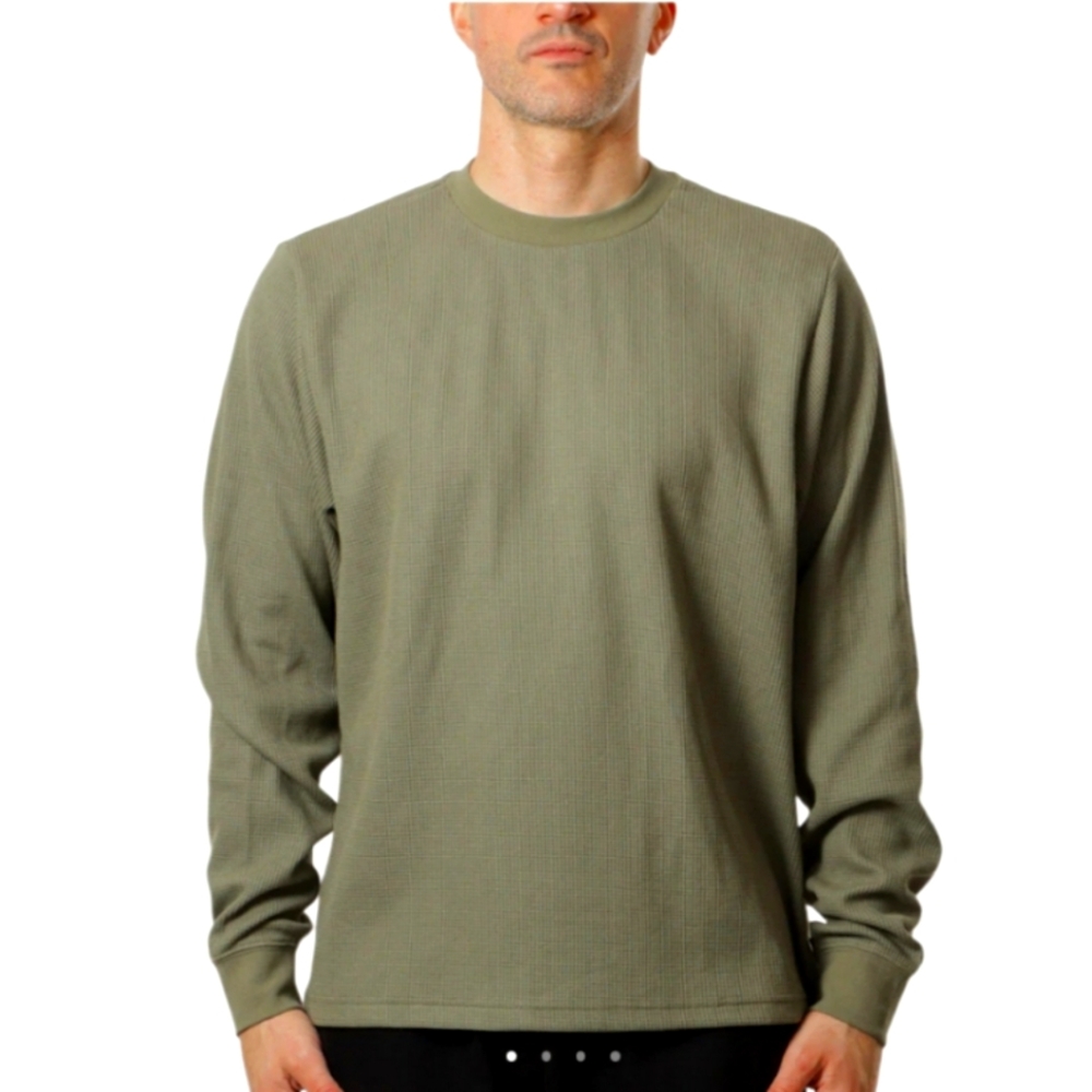 NWT MUSEUM OF PEACE AND QUIET OLIVE GREEN SURPLUS LONG SLEEVE WAFFLE SHIRT M